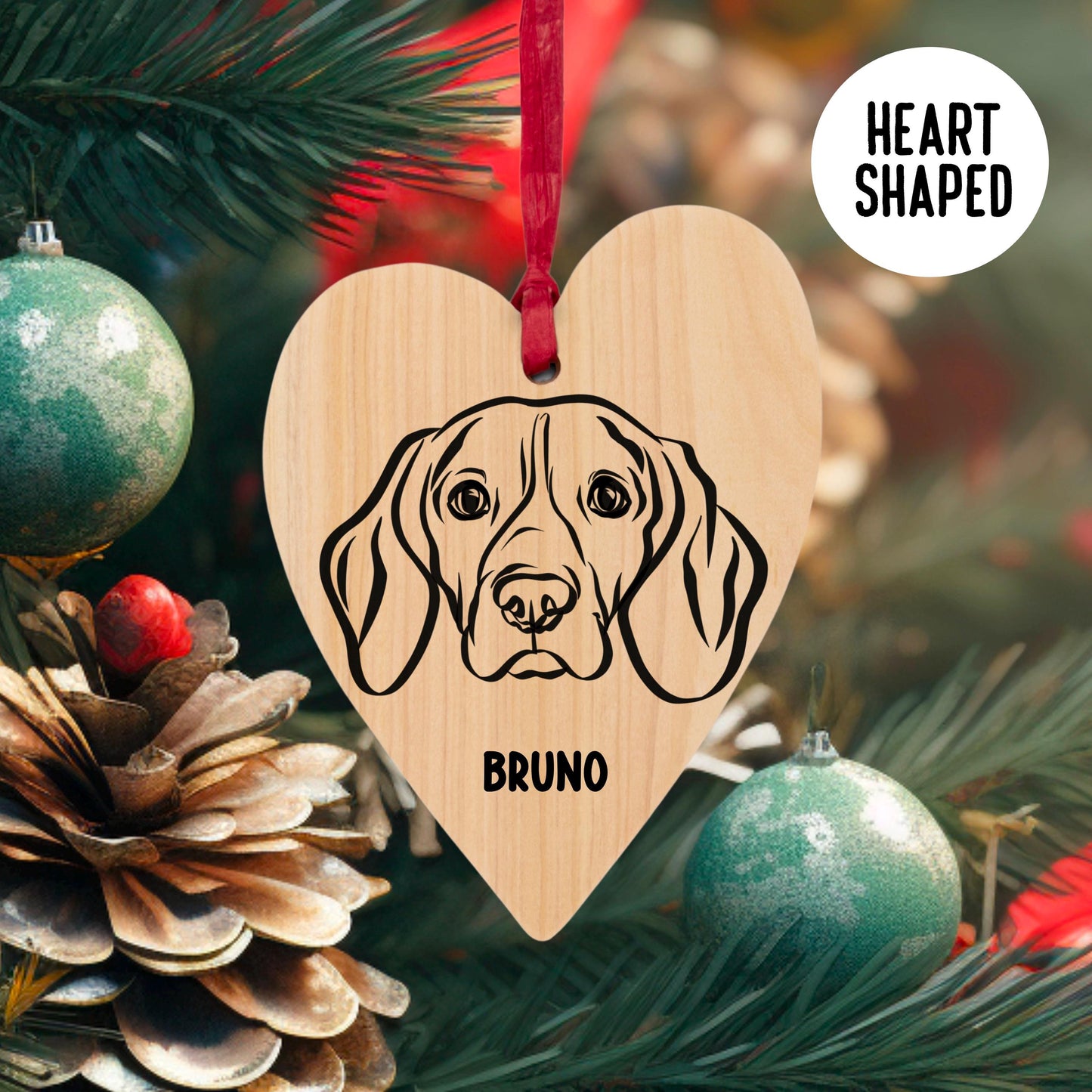 Beagle Christmas Wood Ornament