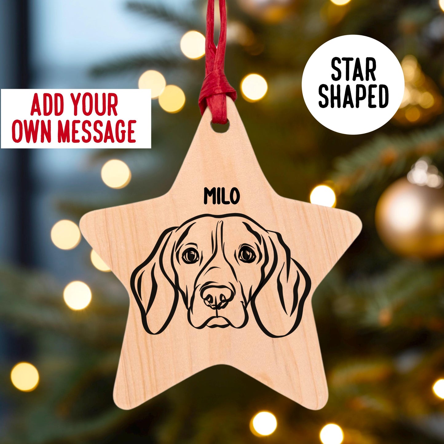 Beagle Christmas Wood Ornament