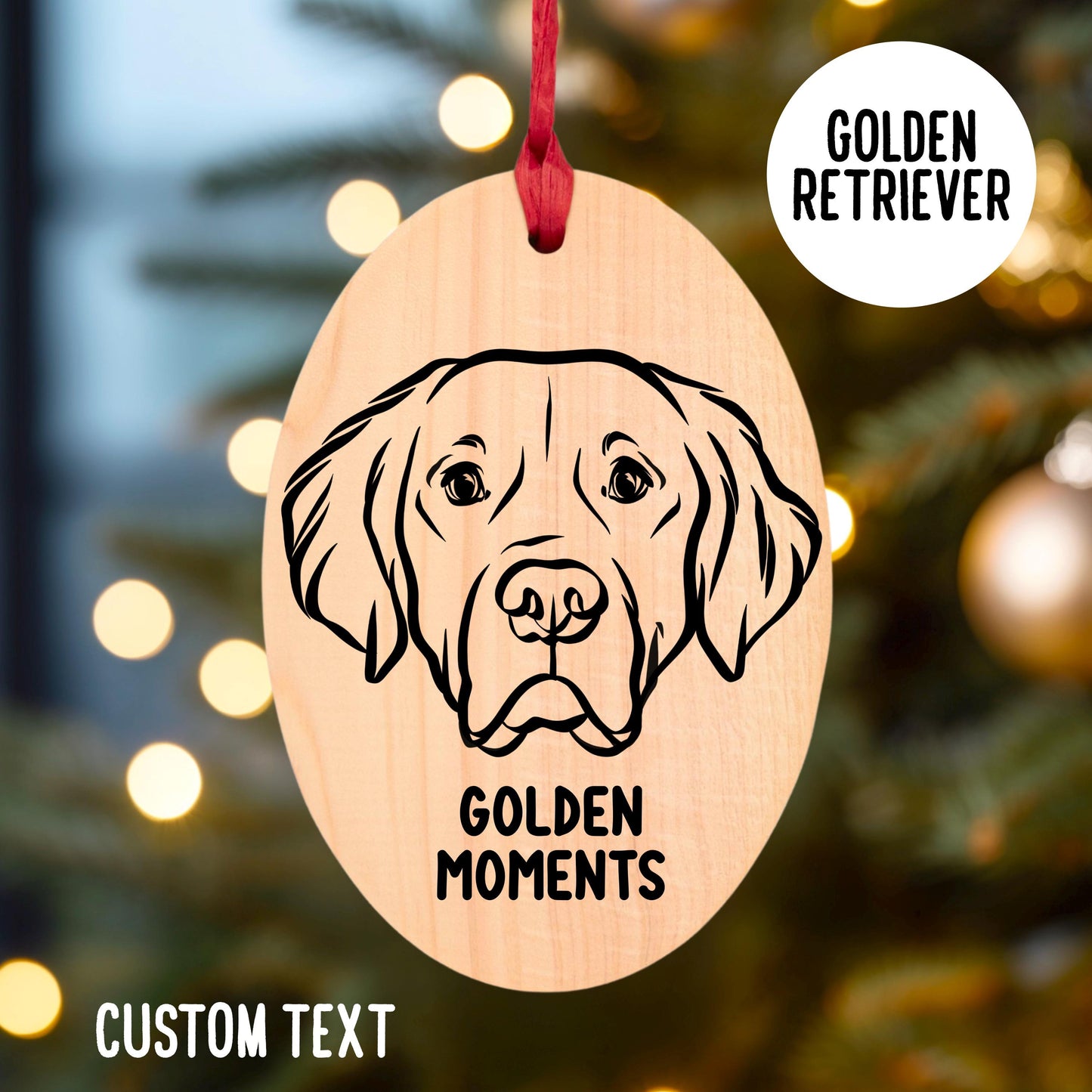 Golden Retriever Name Outline Art Tree Wooden Decoration