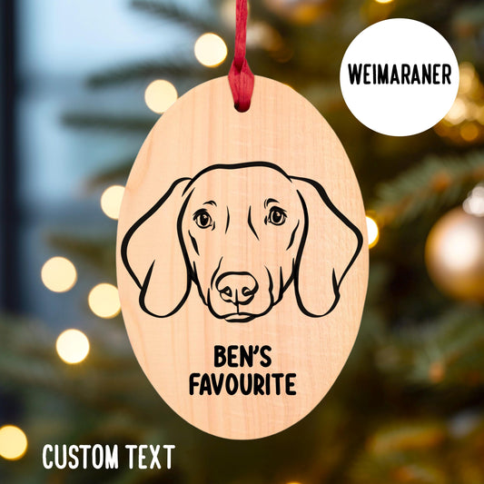 Weimaraner Face Name Line Art Tree Decoration