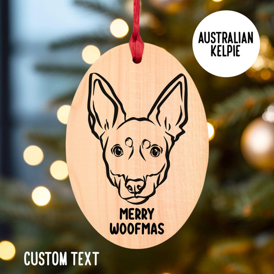 Australian Kelpie Breed Outline Wooden Bauble