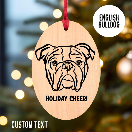 English Bulldog Christmas Wooden Ornament