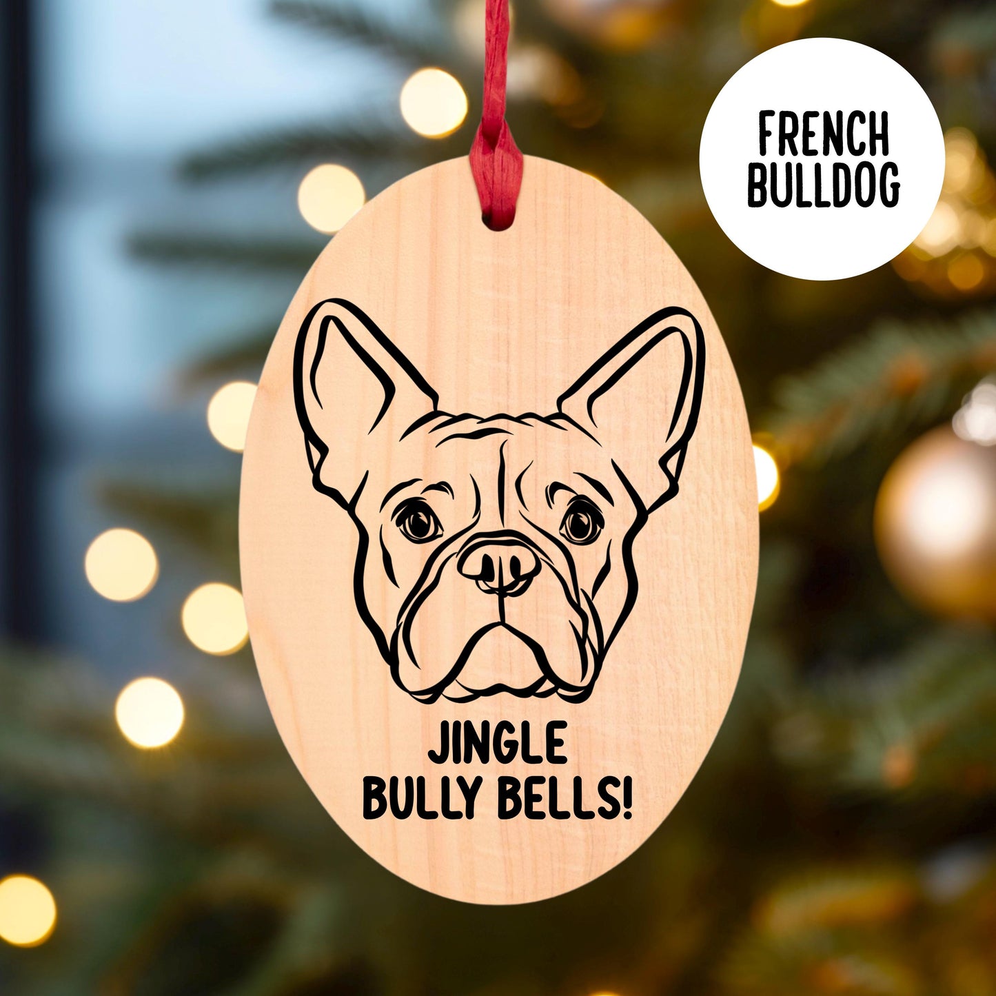 French Bulldog Christmas Wooden Ornament