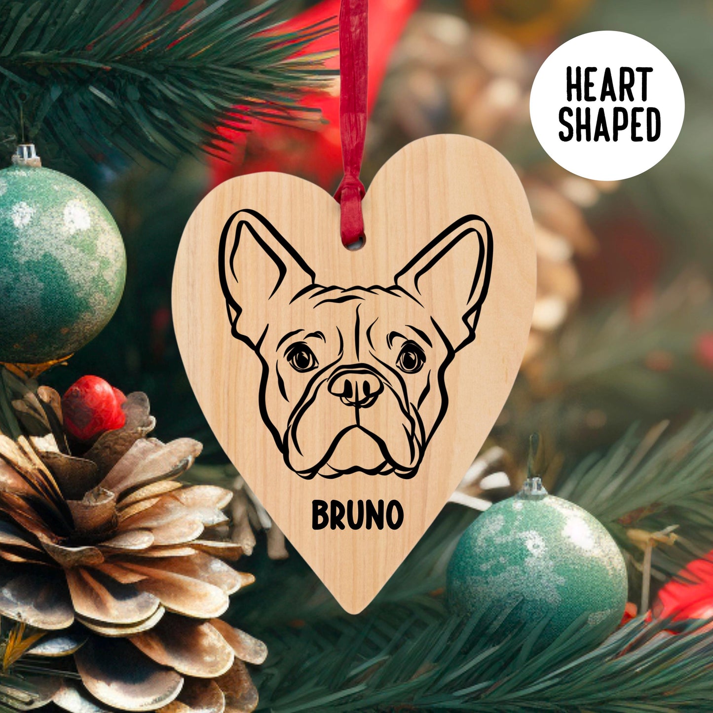 French Bulldog Christmas Wooden Ornament