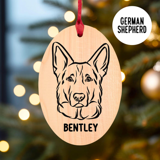 German Shepherd Christmas Wooden Ornament