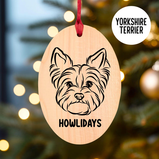 Yorkshire Terrier Christmas Wooden Ornament