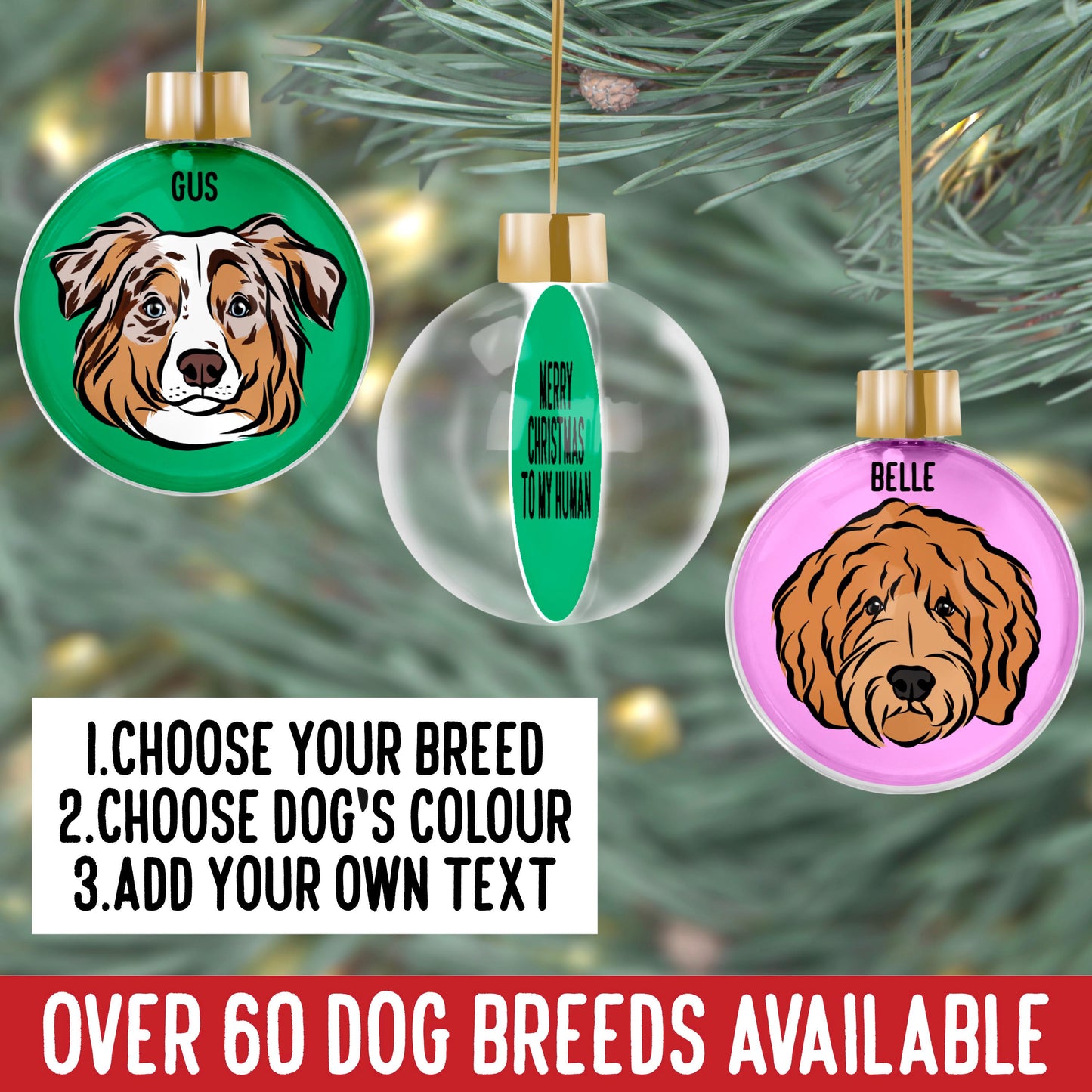 Dog Breed Portrait Christmas Bauble