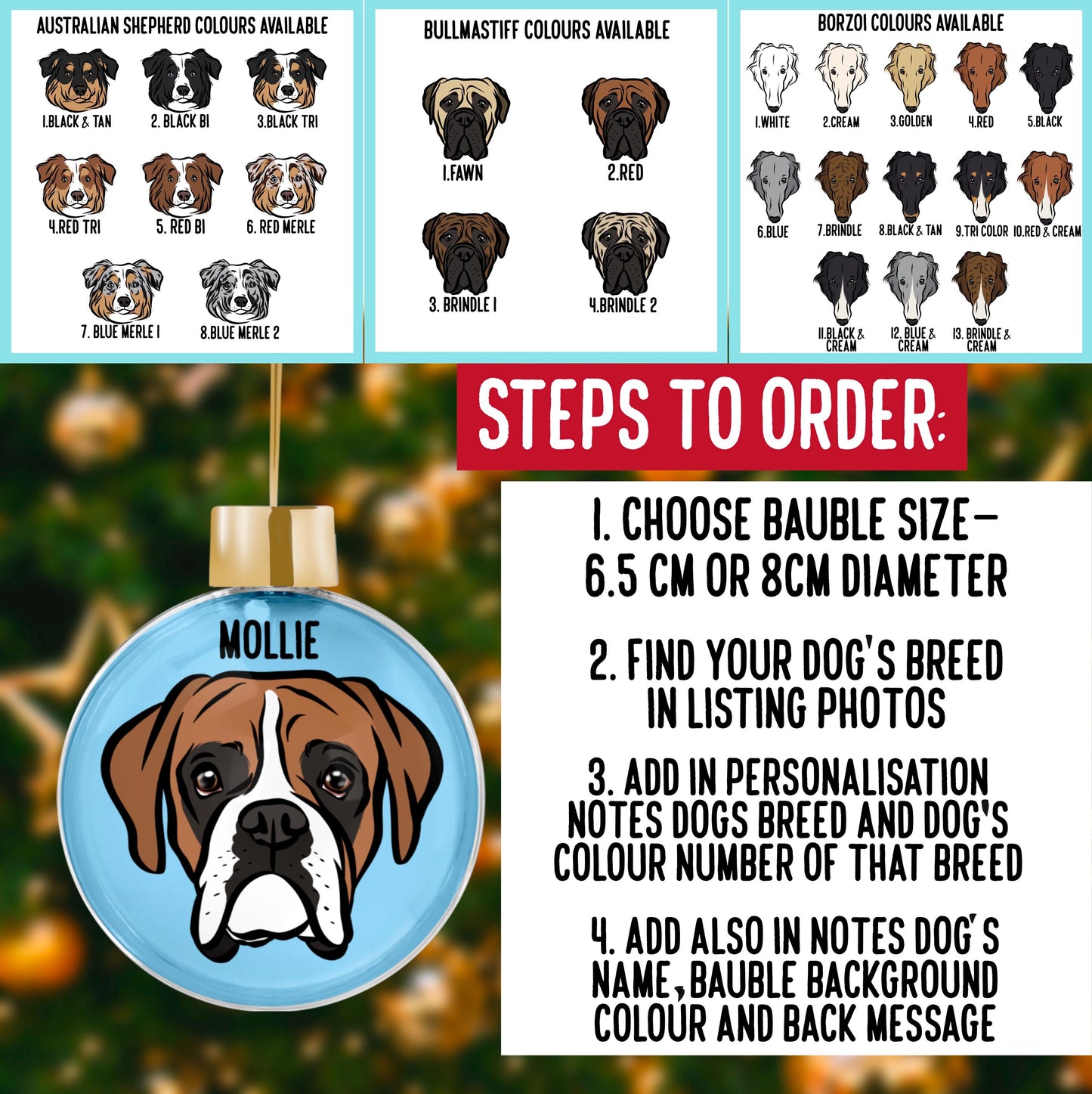 Dog Breed Portrait Christmas Bauble