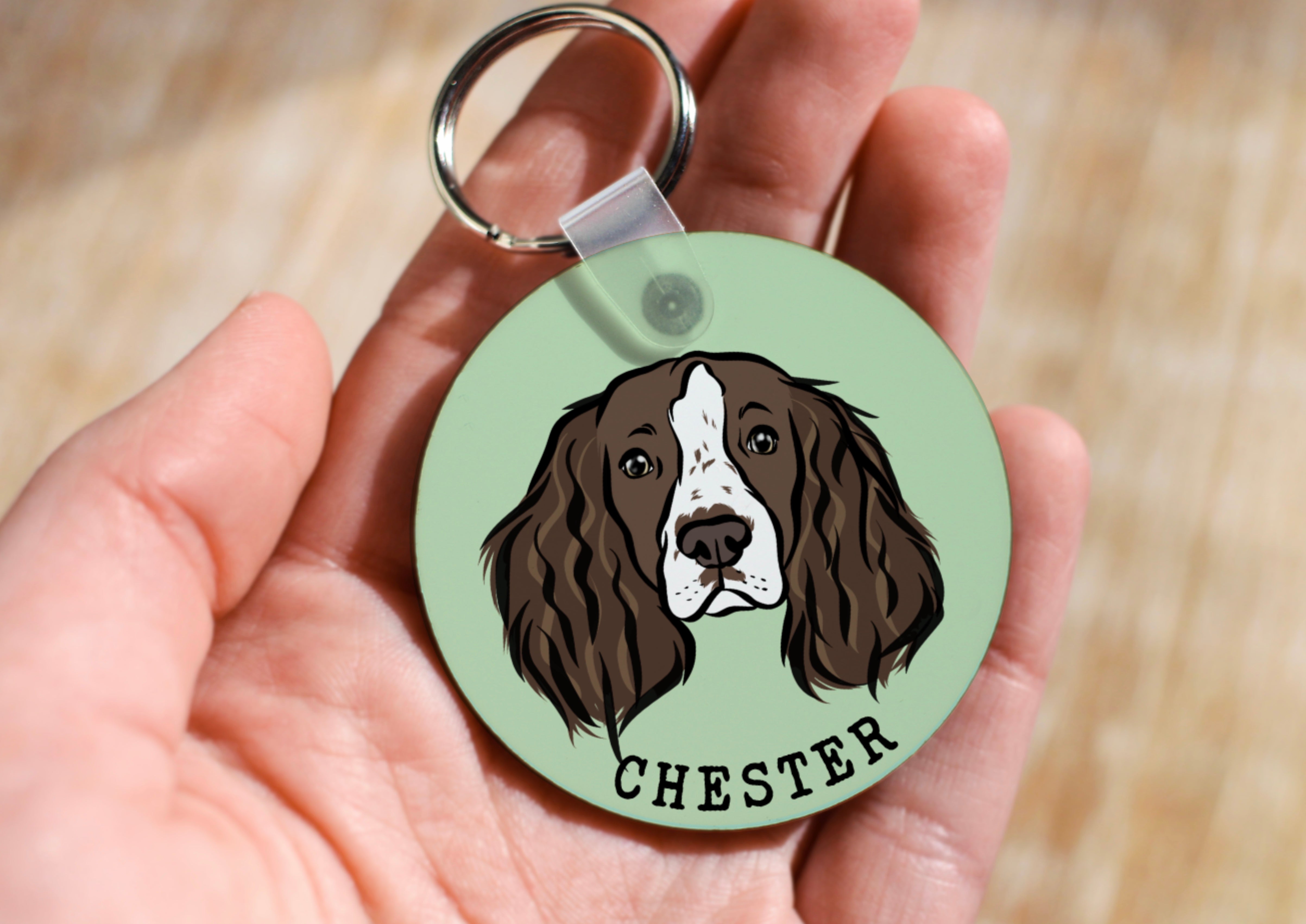 NEW, Springer Spaniel, dog keyring, necklace and clipring in casket, DELUXE set, limited edition, ArtDog . Dog keyring shops for dog lovers