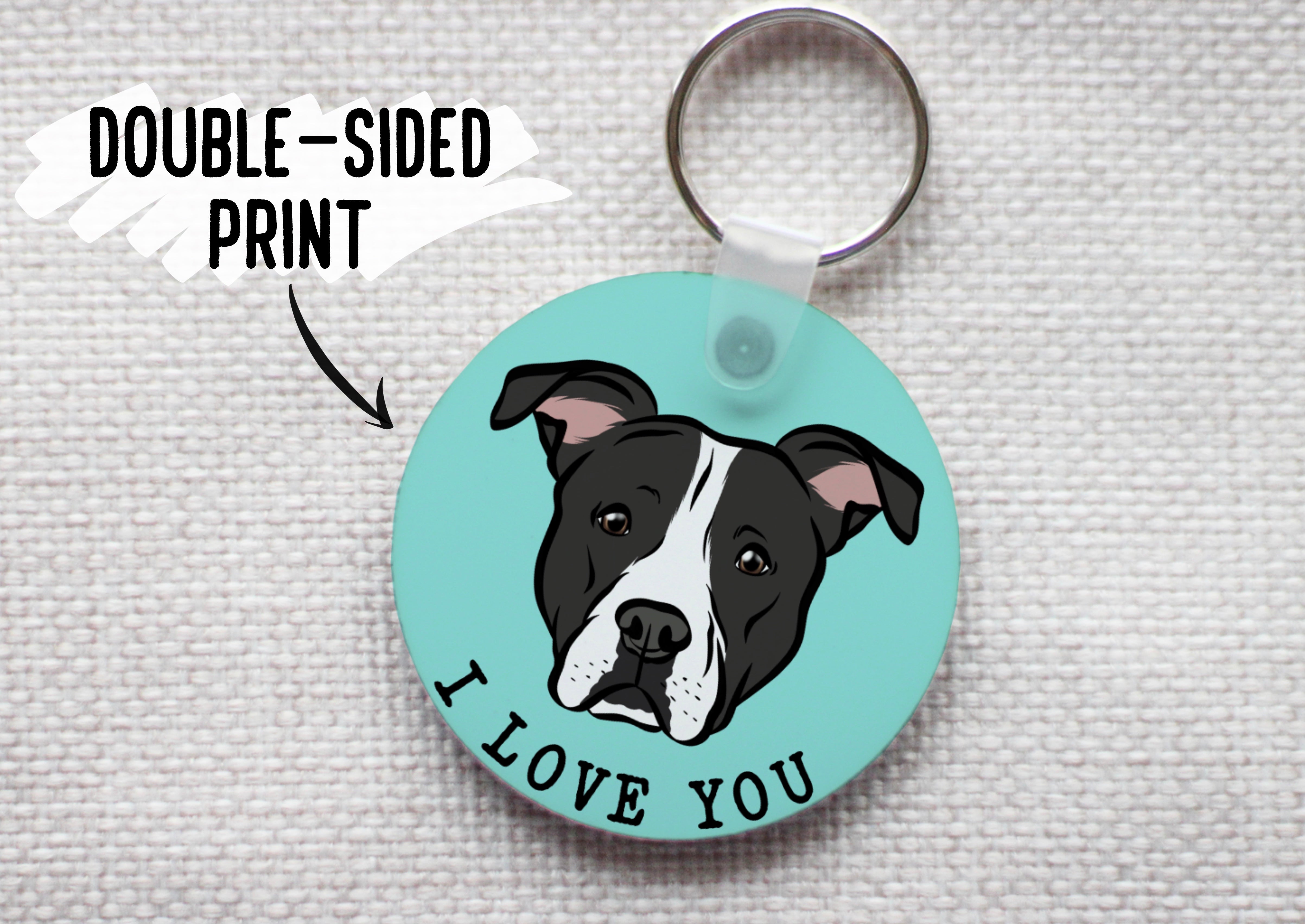 NEW, online American Staffordshire Terrier, dog keyring, necklace and clipring in casket, DELUXE set, limited edition, ArtDog