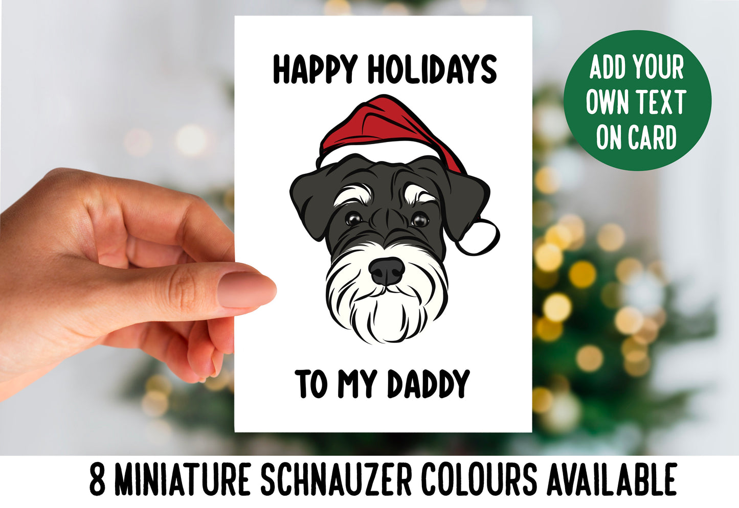 Miniature Schnauzer Christmas Card/ Custom Dog Illustration Greeting Card/ Pet Portrait Merry Christmas Card/ Cute Schnauzer Owner Card Gift