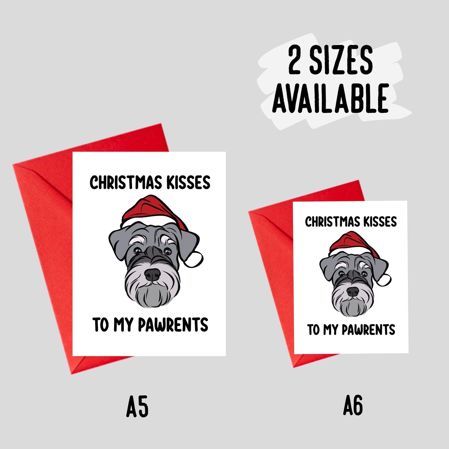 Miniature Schnauzer Christmas Card/ Custom Dog Illustration Greeting Card/ Pet Portrait Merry Christmas Card/ Cute Schnauzer Owner Card Gift
