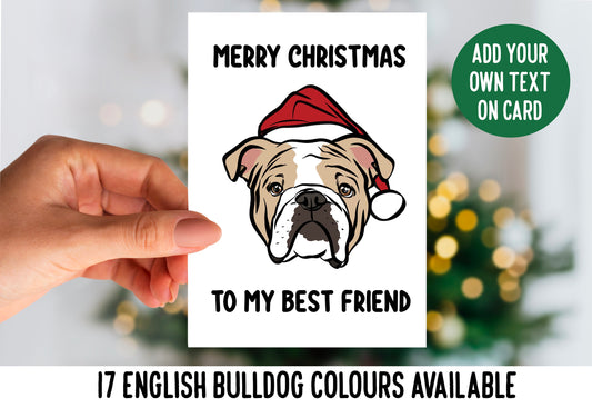 English Bulldog Christmas Card/ Bully Breed Personalised Dog Card/ Merry Christmas Dog Owner Greeting Card/ English Bulldog Owner Gift