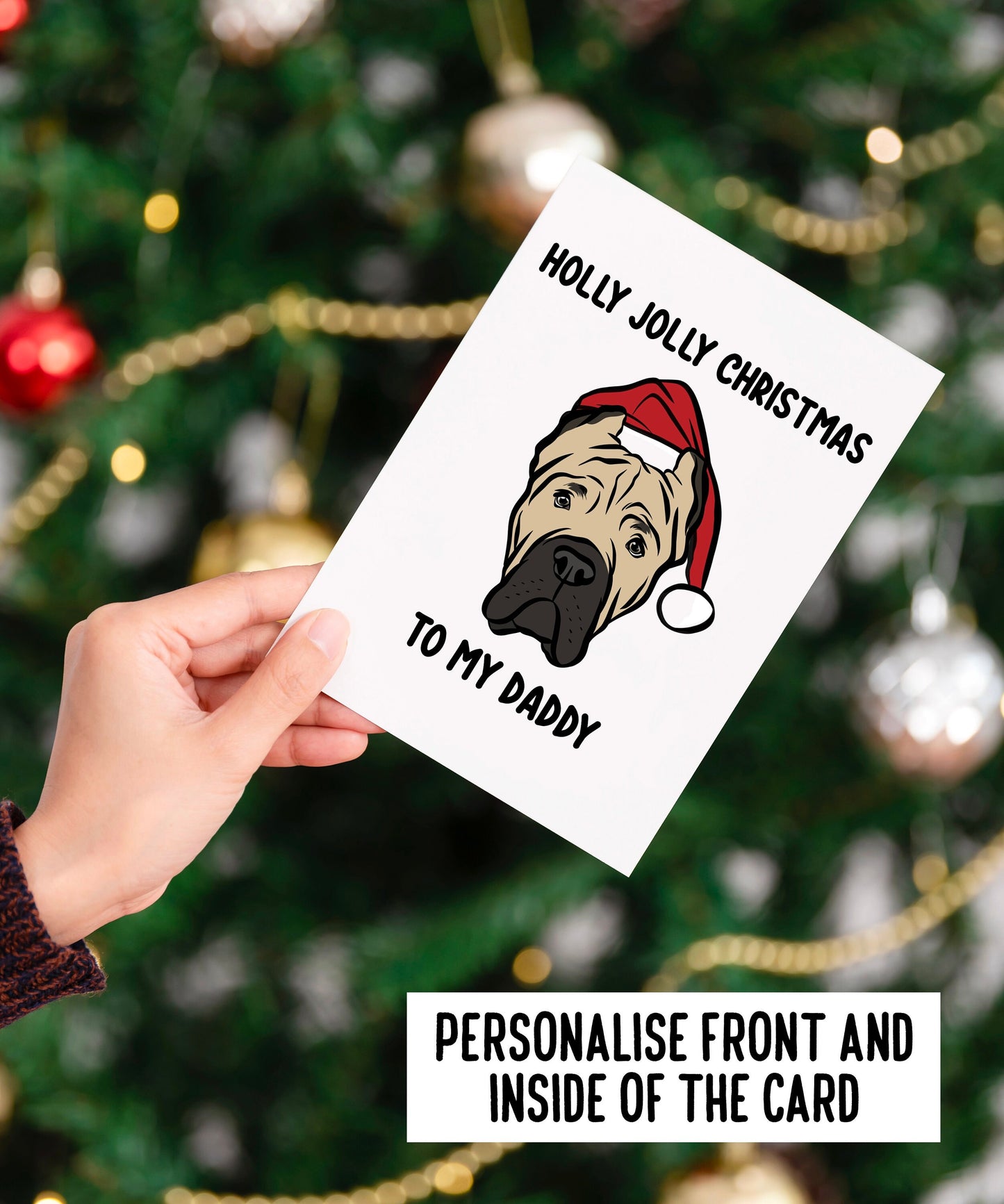 Cane Corso Christmas Card/ Personalised Large Dog Breed Greeting Card Design/ Custom Cane Corso Merry Christmas Card/ Dog Owner Card Gift