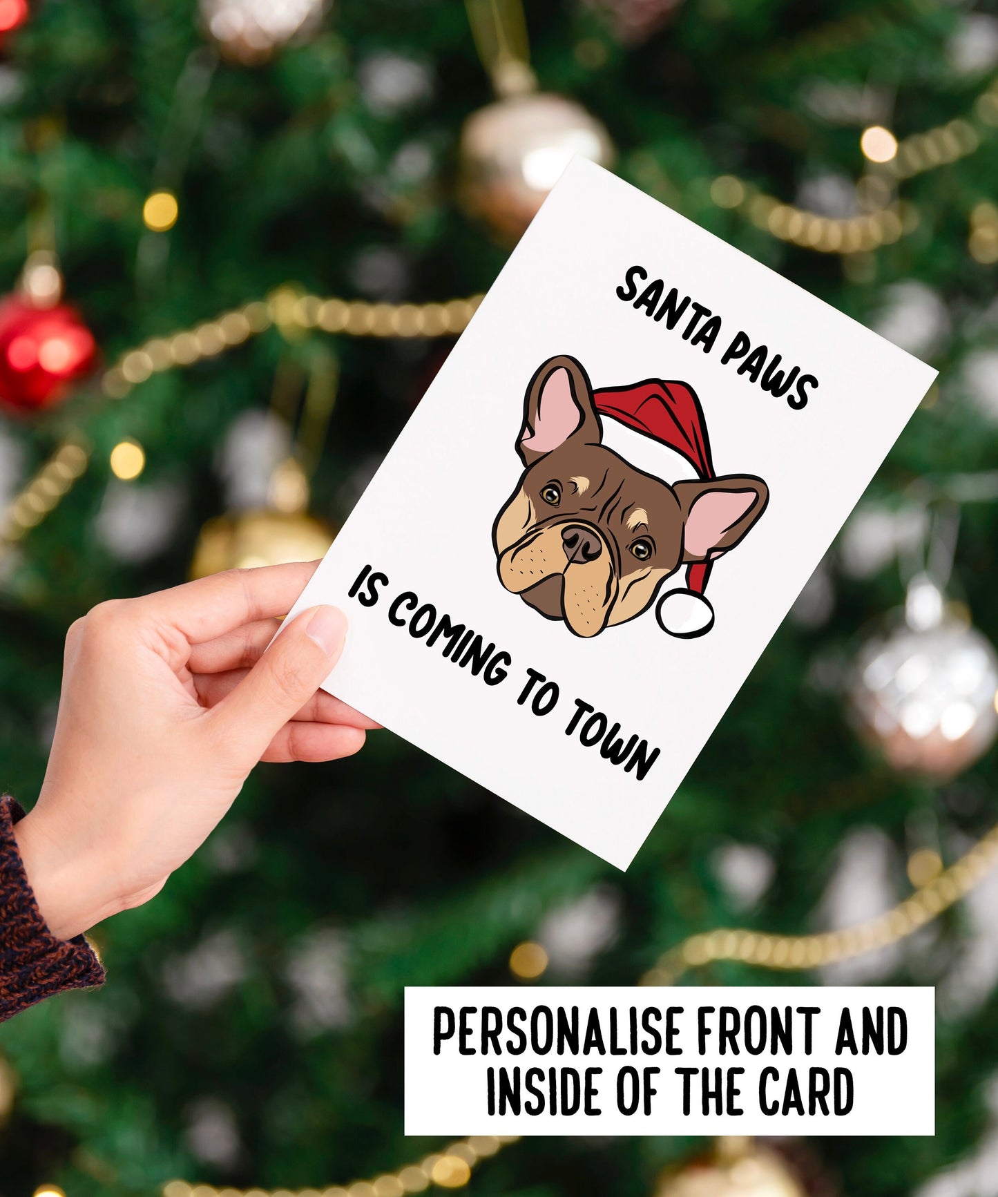 French Bulldog Christmas Card Personalised Frenchie Face Festive Greeting Card  Santa Hat Frenchie Merry Christmas Card Frenchie Owner Gift