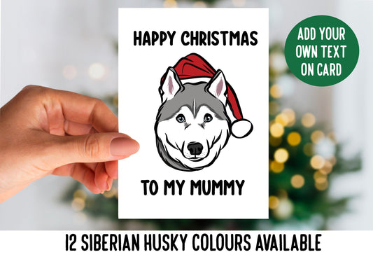 Siberian Husky Christmas Card Personalised Husky Face Greeting Card Santa Hat Dog Celebration Card Festive Husky Owner Merry Christmas Card