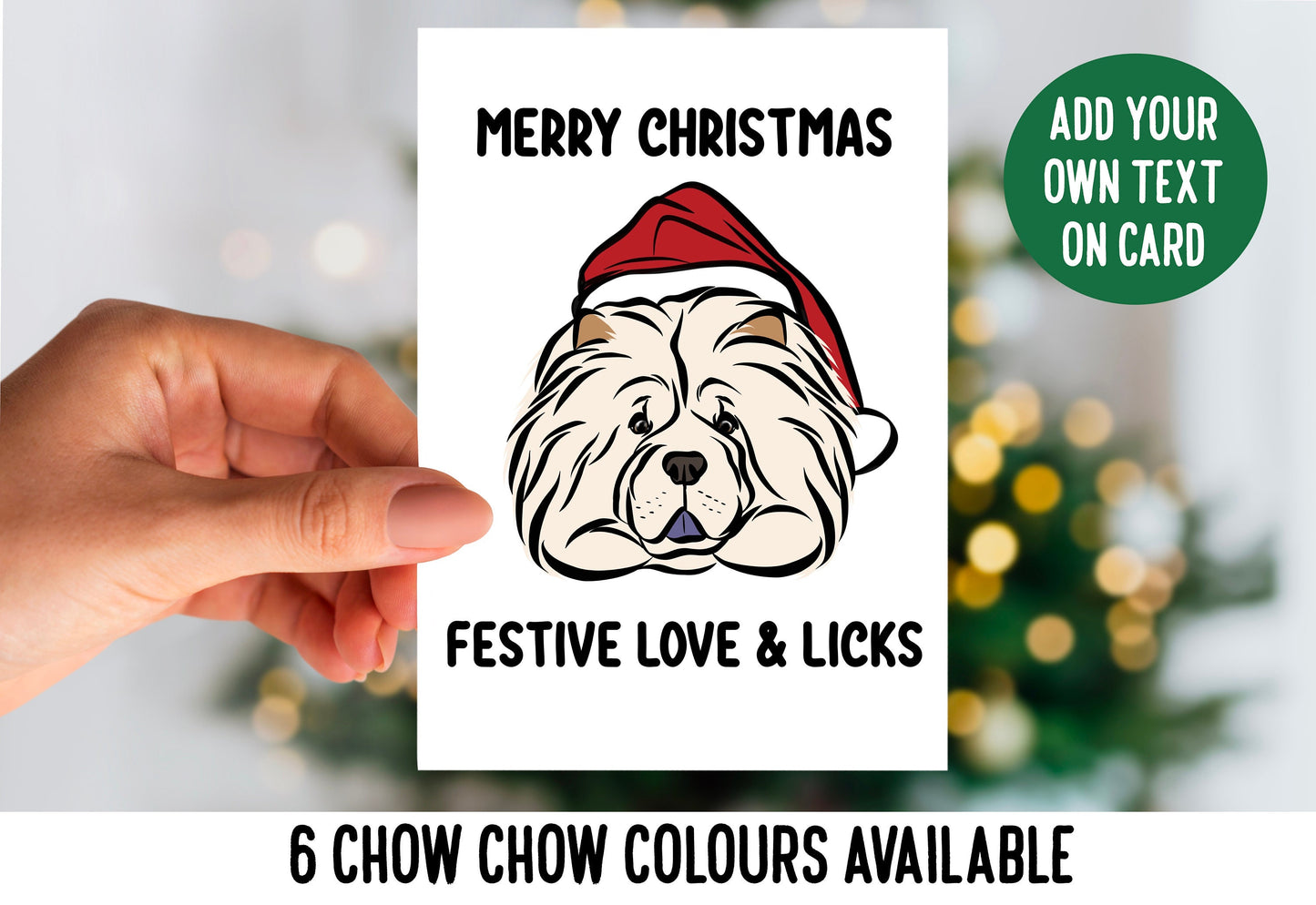 Chow Chow Christmas Card Customised Chow Chow Greeting Card Cute Chow Chow Festive Occasion Card Personalised Dog Breed Card/ Dog Face Card