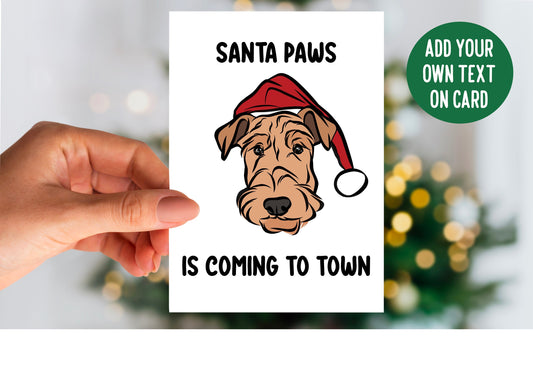 Airedale Terrier Christmas Card/ Personalised Airedale Terrier Portrait Greeting Card/ Dog Owner Customisable Message Card/ Festive Dog Card