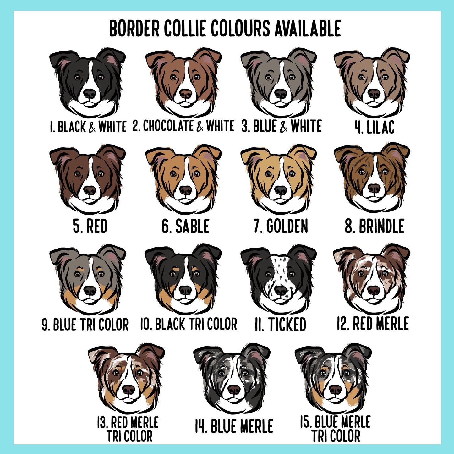 Border Collie Christmas Card/ Customisable Dog Breed Merry Christmas Card/ Border Collie Portrait Greeting Card/ Border Collie Owner Card