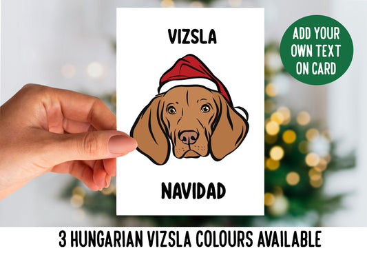 Hungarian Vizsla Greeting Card/ Custom Dog Owner Merry Christmas Card/ Personalised Dog Breed Face Card/ Vizsla Lover Christmas Folded Card