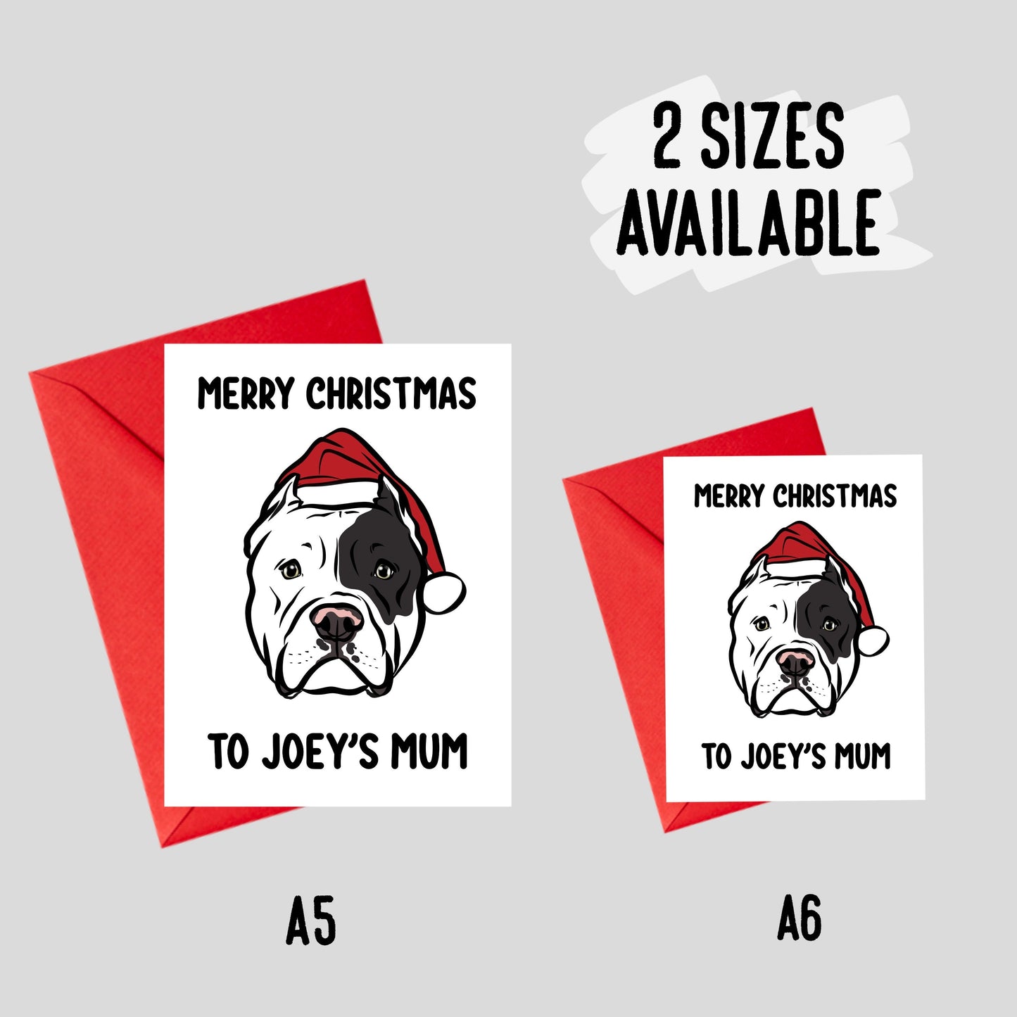 Pitbull Face Christmas Card/ Personalised Bully Breed Festive Greeting Card/ Merry Christmas Pitbull Owner Card/ Cute Pittie Lover Card Gift