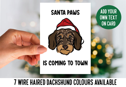 Wire Haired Dachshund Christmas Card/ Sausage Dog Illustration Greeting Card/ Festive Dachshund Personalised Card/ Dachshund Owner Gift