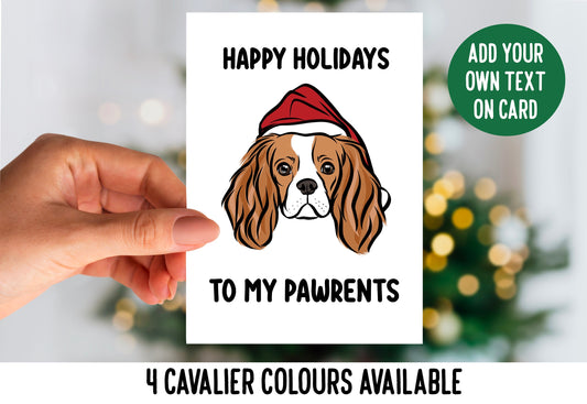 Cavalier King Charles Spaniel Christmas Card/ Custom Cavalier Face Greeting Card/ Festive Dog Personalised Card/ Folded Card for Dog Owner