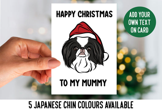 Japanese Chin Christmas Card/ Customised Small Dog Breed Greeting Card/ Japanese Spaniel Cute Festive Card/ Dog Owner Personalised Card