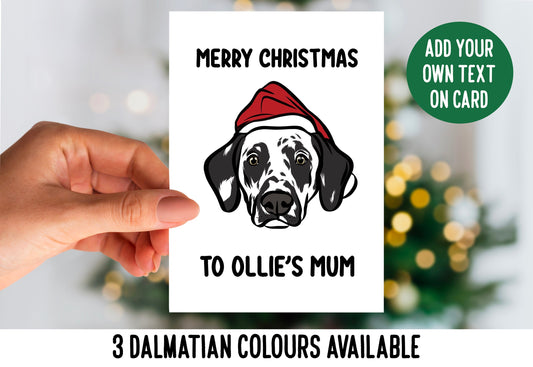Dalmatian Christmas Card/ Personalised Dalmatian Face Greeting Card/ Dog Breed Illustration Card/ Customisable Message Card/ Dalmatian Gifts