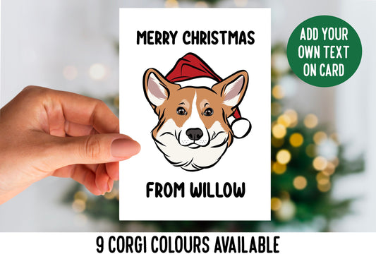 Corgi Christmas Card/ Customised Corgi Name Greeting Card/ Festive Dog Breed Folded Card/ Personal Christmas Card/ Welsh Corgi Owner Card