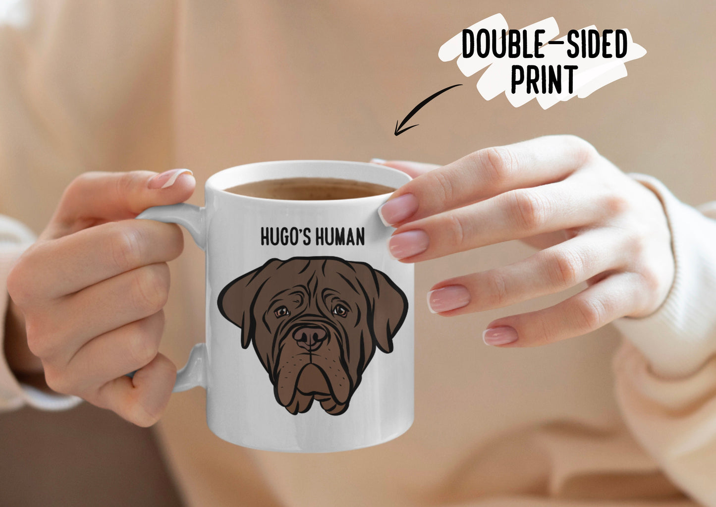 Dogue de Bordeaux Mug/ Personalised Dogue Face Coffee Mug/ Custom Pet Portrait Ceramic Mug/ Dogue Parent Christmas Mug Gift/ Dog Breed Mug