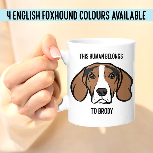 English Foxhound Dog Mug/ Custom Foxhound Face Portrait Mug/ Dog Name Illustration Mug/ Pet Portrait Mum Gifts/ Coffee Dog Lovers Gift Idea