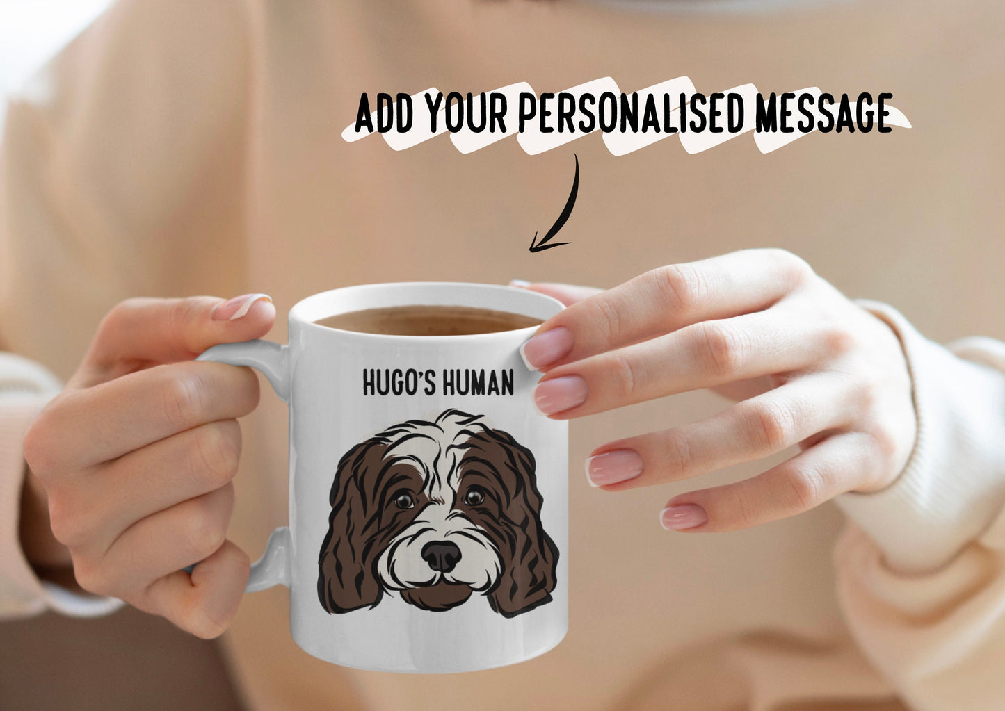 Cavapoo Mug/ Personalised Cute Cavapoo Face Portrait Ceramic Mug/ Custom Dog Illustration Coffee Mug/ Cavapoo Mum Quotes Gift/ Dog Owner Mug