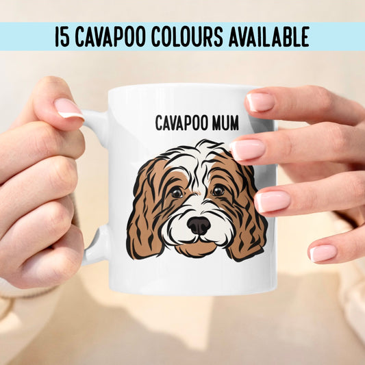 Cavapoo Mug/ Personalised Cute Cavapoo Face Portrait Ceramic Mug/ Custom Dog Illustration Coffee Mug/ Cavapoo Mum Quotes Gift/ Dog Owner Mug