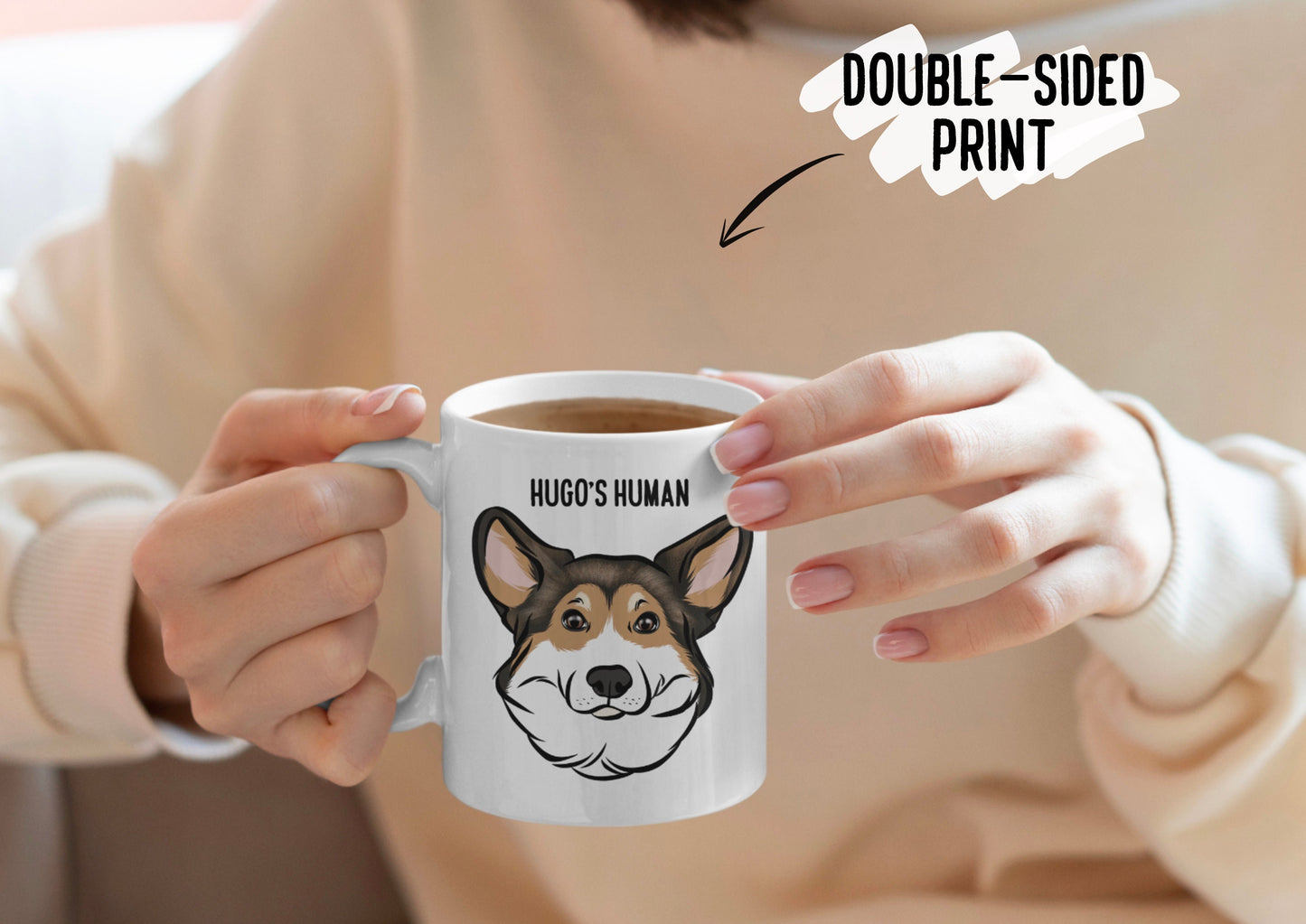 Corgi Dog Mug/ Personalised Welsh Corgi Face Coffee Mug/ Custom Pet Portrait Ceramic Mug/ Corgi Owner Christmas Mug Gift/ Dog Breed Mug