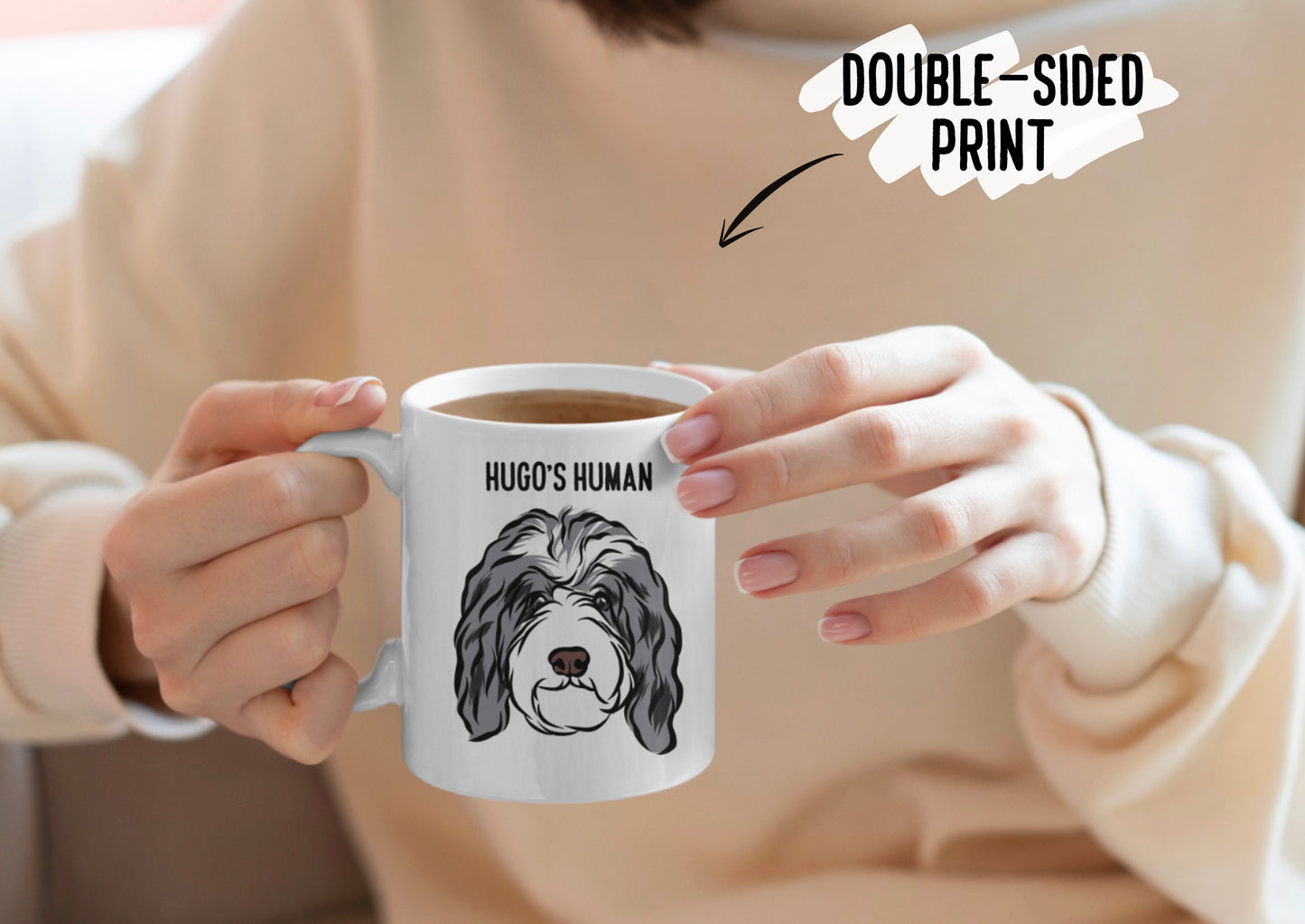 Bernedoodle Dog Mug/ Personalised Dog Breed Face Portrait Mug/ Bernedoodle Coffee Ceramic Mug/ Cute Bernedoodle Tea Cup/ Bernedoodle Quotes