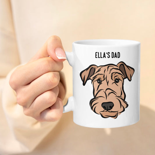 Airedale Terrier Dog Mug/ Cute Dog Breed Face Coffee Mug/ New Puppy Owner Mug/ Ceramic Airedale Terrier Mug/ Funny Pet Portrait Quote Mug