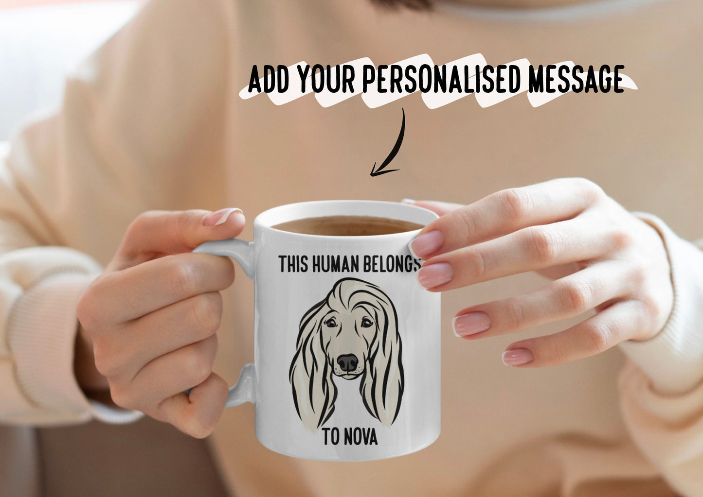 Afghan Hound Dog Mug/ Personalised Dog Breed Portrait Ceramic Mug/ Afghan Hound Mum Owner Mug Gift/ Dog Lover Coffee Mug Christmas Gift