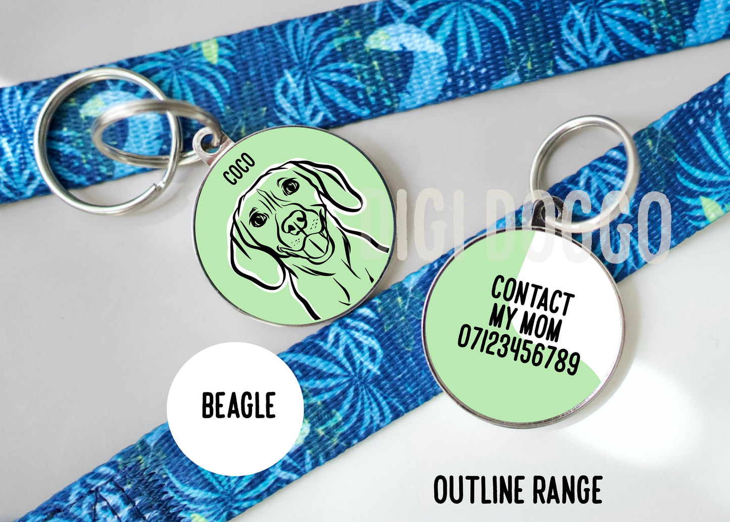 Beagle Outline ID Tag/ Customised Dog Breed Tag/ Unique Beagle Owner Gift/ Personalised Circle ID Dog Tag/ Trendy Pet Charm/ Keepsake Gift