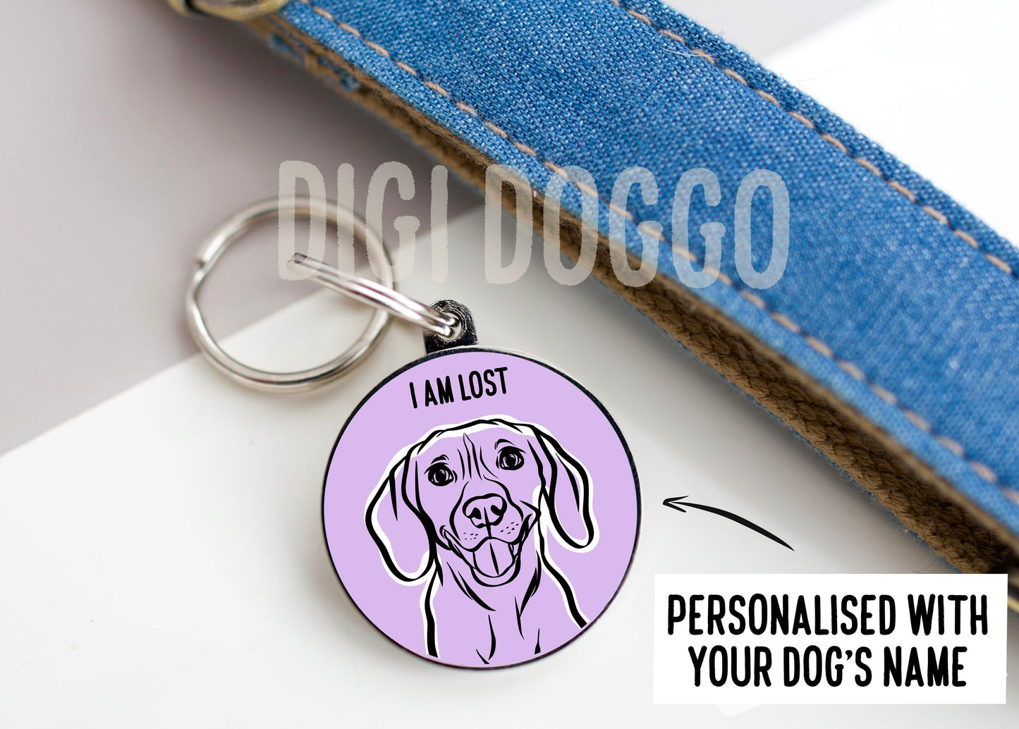 Beagle Outline ID Tag/ Customised Dog Breed Tag/ Unique Beagle Owner Gift/ Personalised Circle ID Dog Tag/ Trendy Pet Charm/ Keepsake Gift