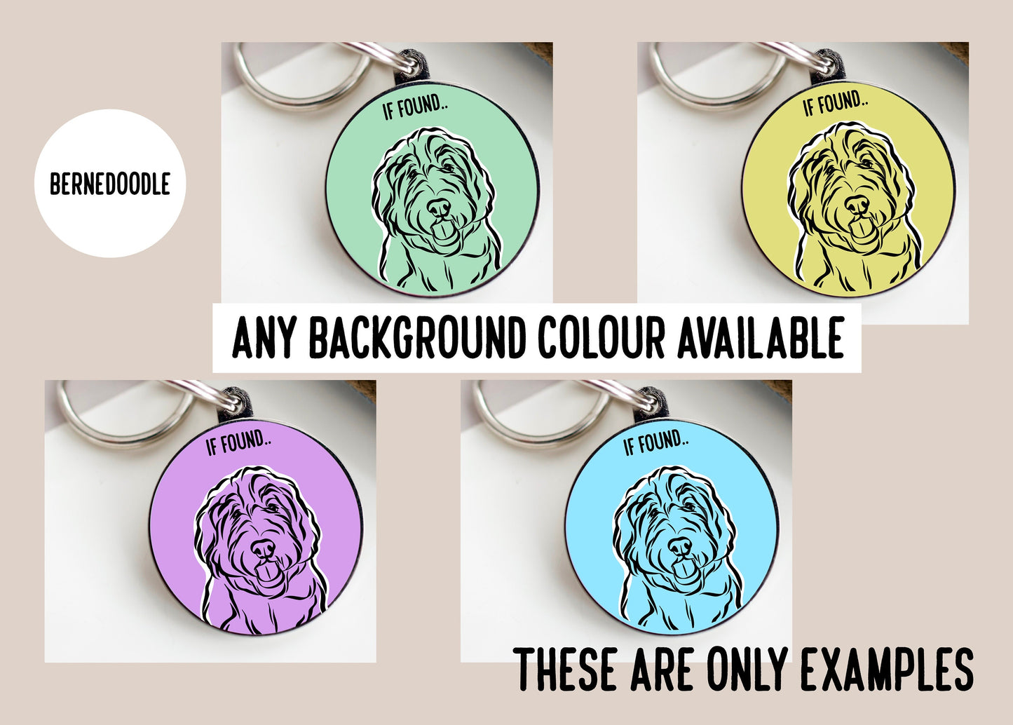 Bernedoodle Outline ID Tag/ Personalised Bernedoodle Dog Collar Charm/ Minimalist Pet ID Charm/ Trendy Bernedoodle Dog Tag/ Dog Lover Gifts