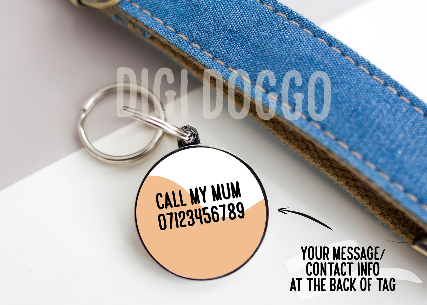 Collie Outline ID Tag/ Personalised Circle ID Dog Tag/ Customised Dog Breed Charm/ Trendy Collie Owner Gift/ Keepsake Collie Lover Gift