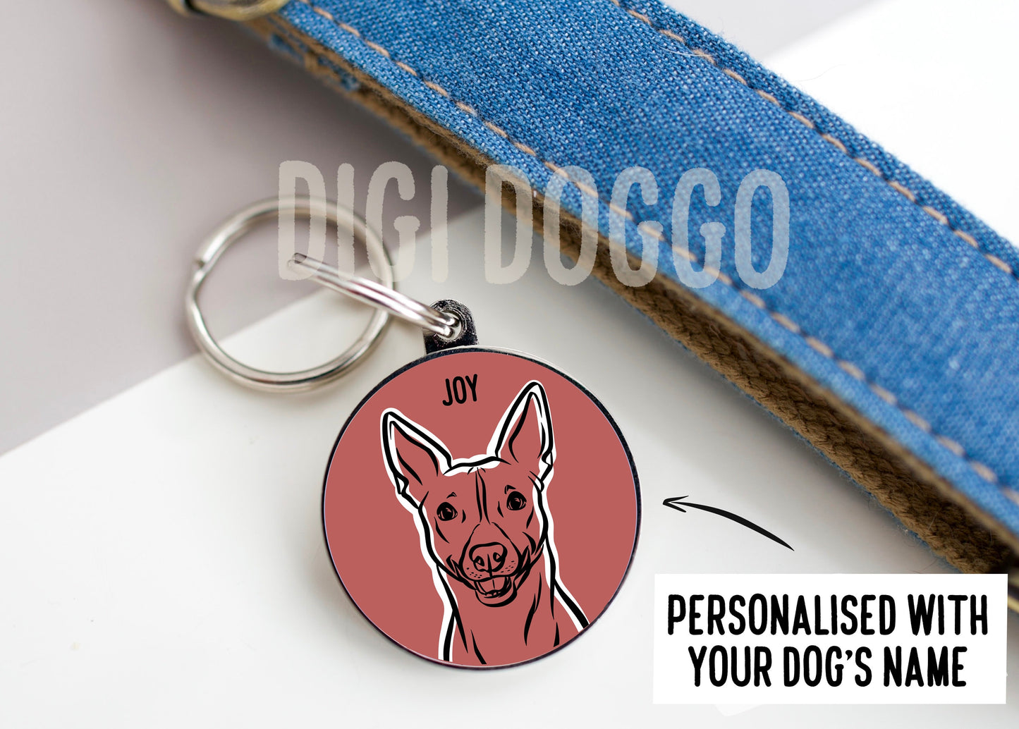 Basenji Outline ID Tag/ Dog Breed Line Drawing Collar Tag/ Pet Name Identity Tag/ Personalised Basenji Lover Gifts/ Bespoke Basenji Dog Tag