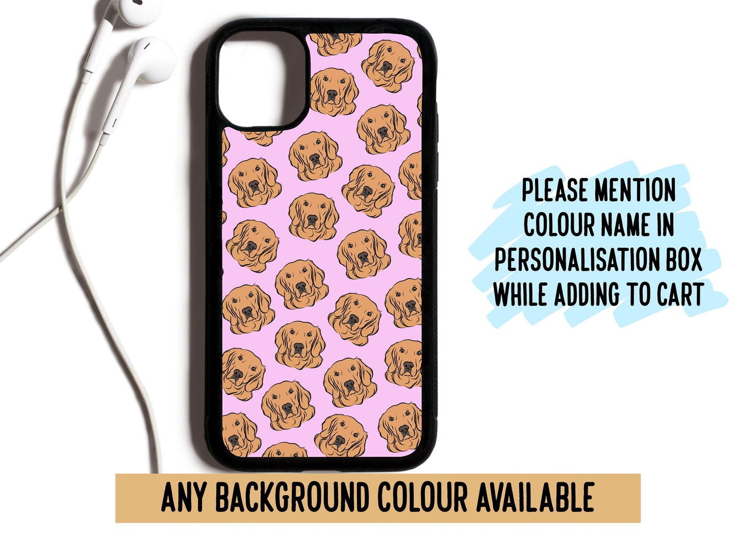 Golden Retriever Face Phone Case/ Personalised Dog Portrait Phone Cover/ Stylish Golden Retriever Face Phone Case/ Adorable Dog Lovers Gift