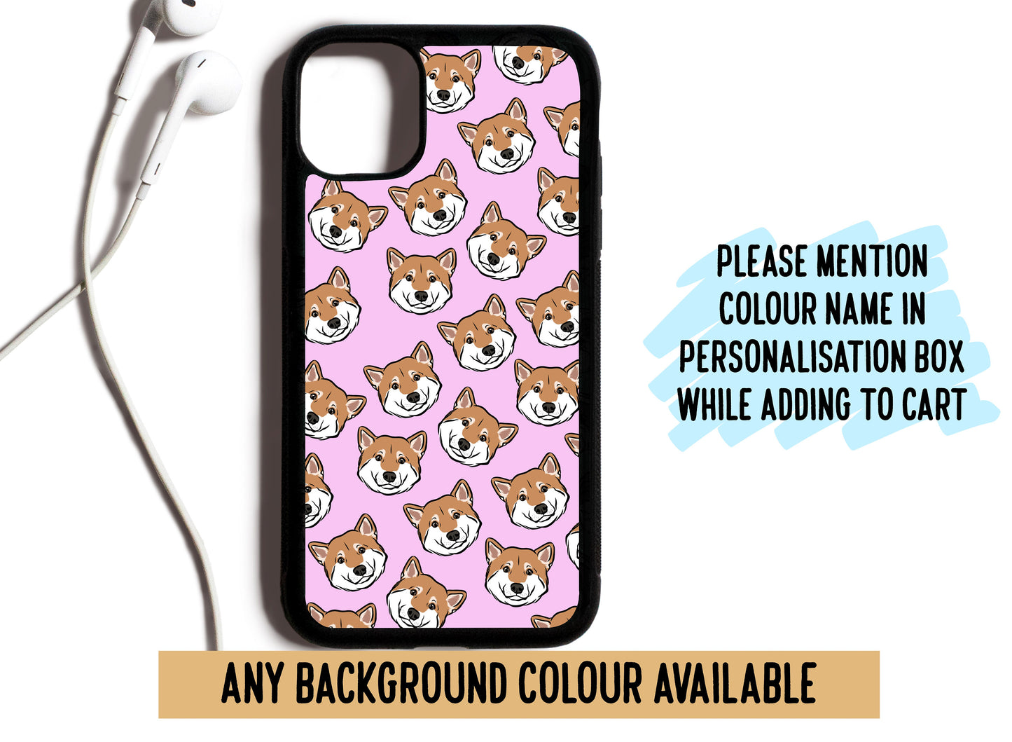 Shiba Inu Face Phone Case/ Personalised Dog Portrait Phone Case/ Custom Dog Phone Cover/ Cute Shiba Inu Owner Gift/ Shiba Inu Portrait Art