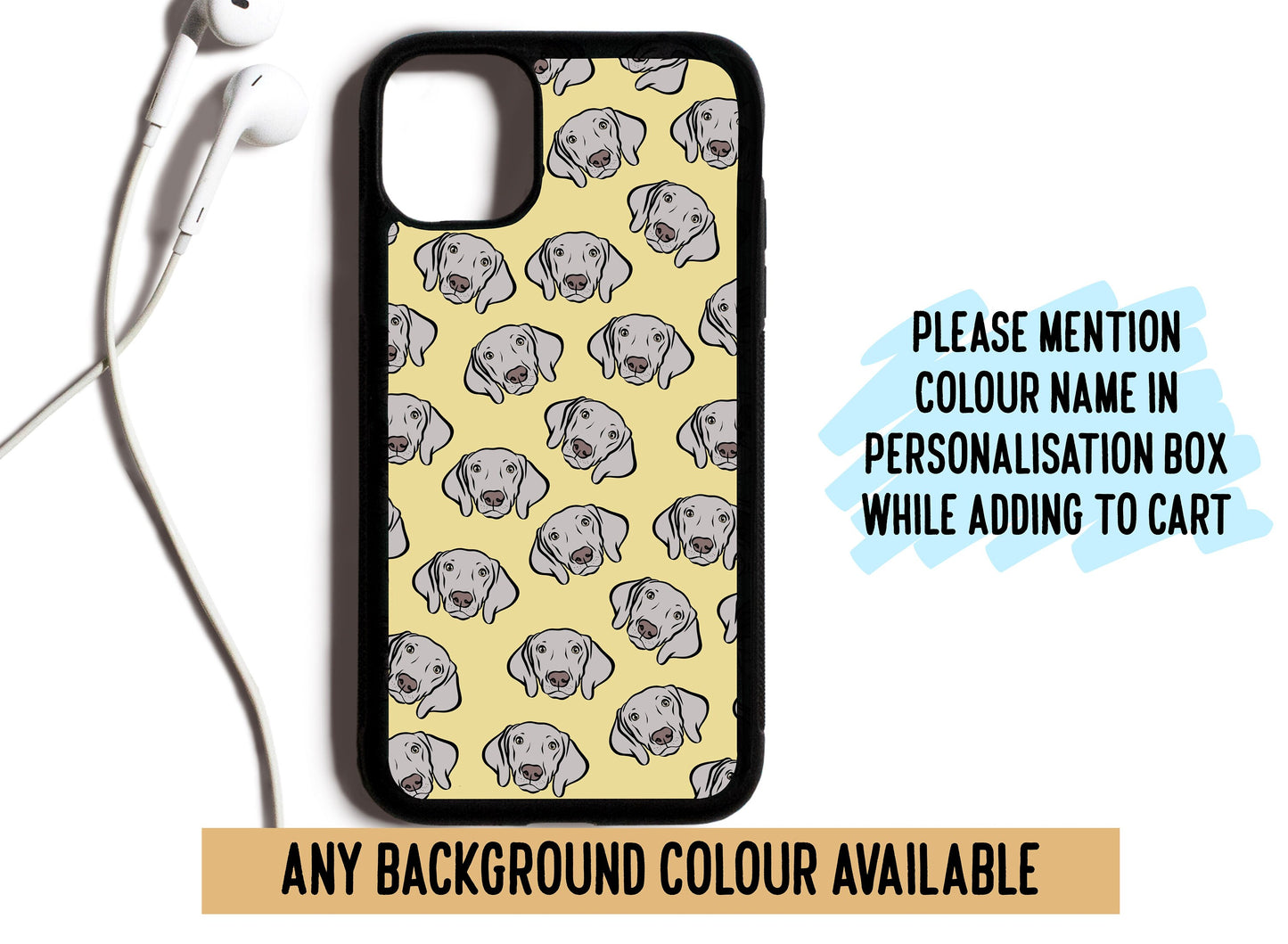 Weimaraner Face Phone Case/ Personalised Dog Breed Portrait Phone Case/ Cute Weimaraner Owner Gift/ Adorable Dog Phone Accessory/ Pet Gifts