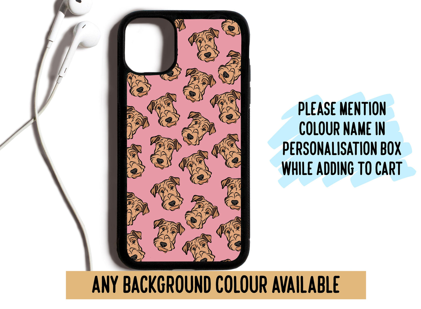 Airedale Terrier Phone Case/ Custom Dog Breed Phone Case/ Personalised Airedale Portrait iPhone Case/ Unique Dog Lover Case/Memorial Gift