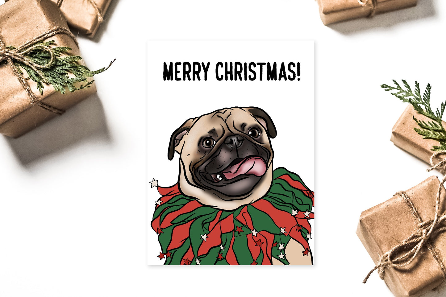 Pug Christmas Card