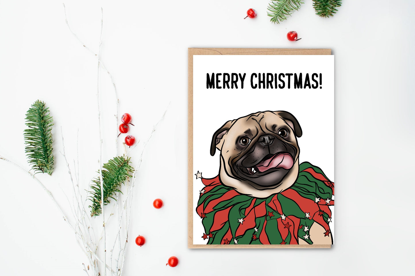 Pug Christmas Card