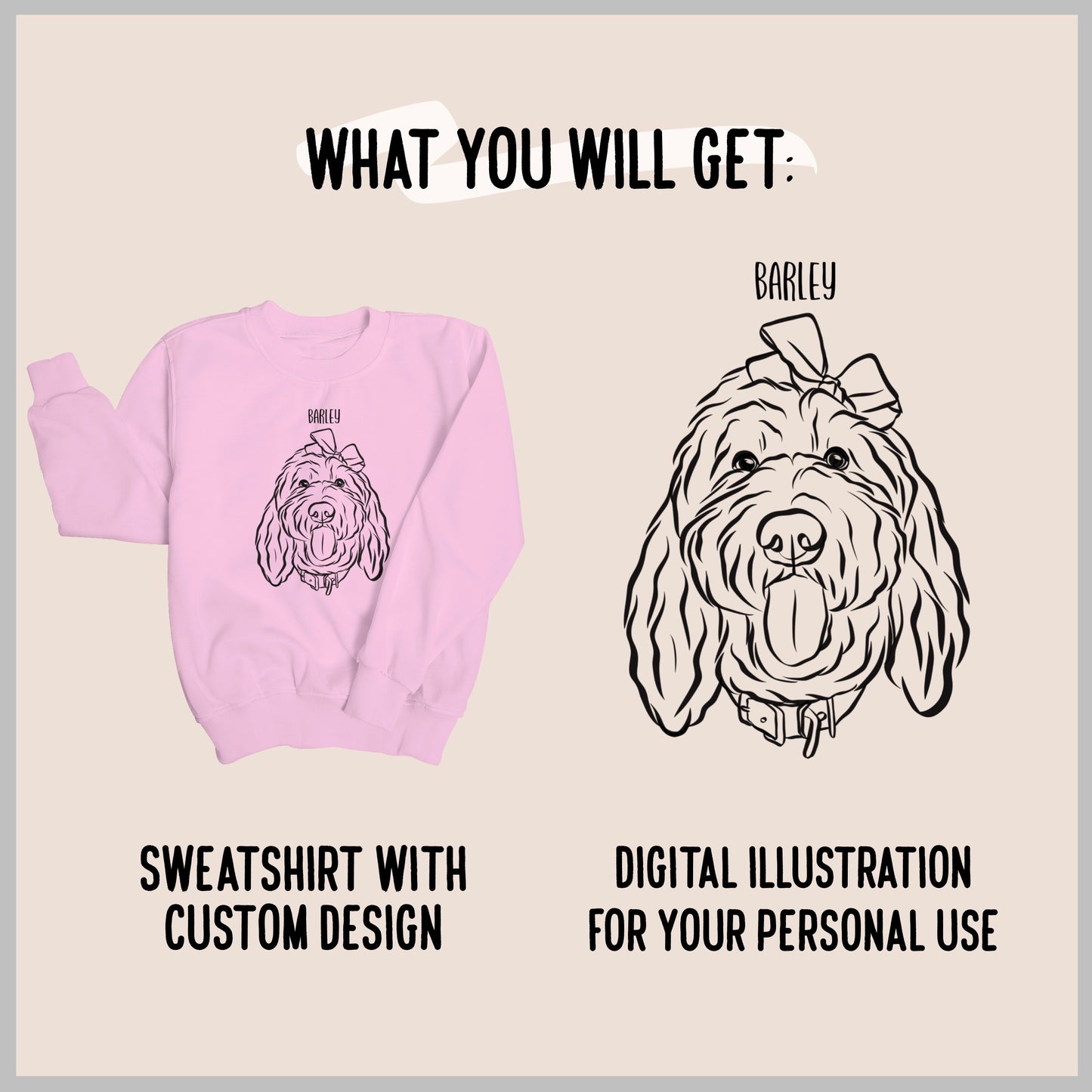 Outline Pet Portrait Sweatshirt (Baby Pink)